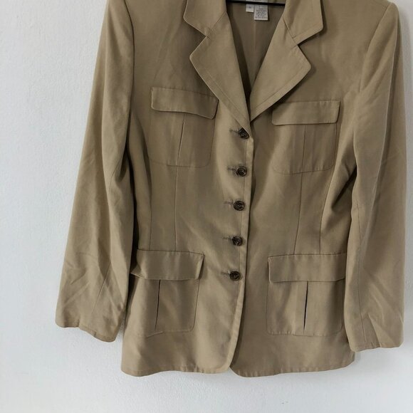 Clifford & Wills Silk Coat Women 10 Beige Button Up Notch Collar - Picture 3 of 13